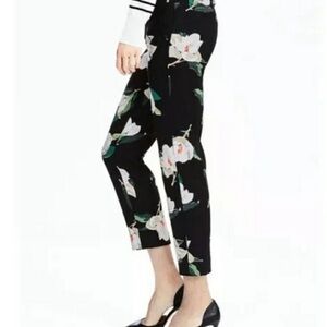 Banana Republic Black Floral Cropped Pants